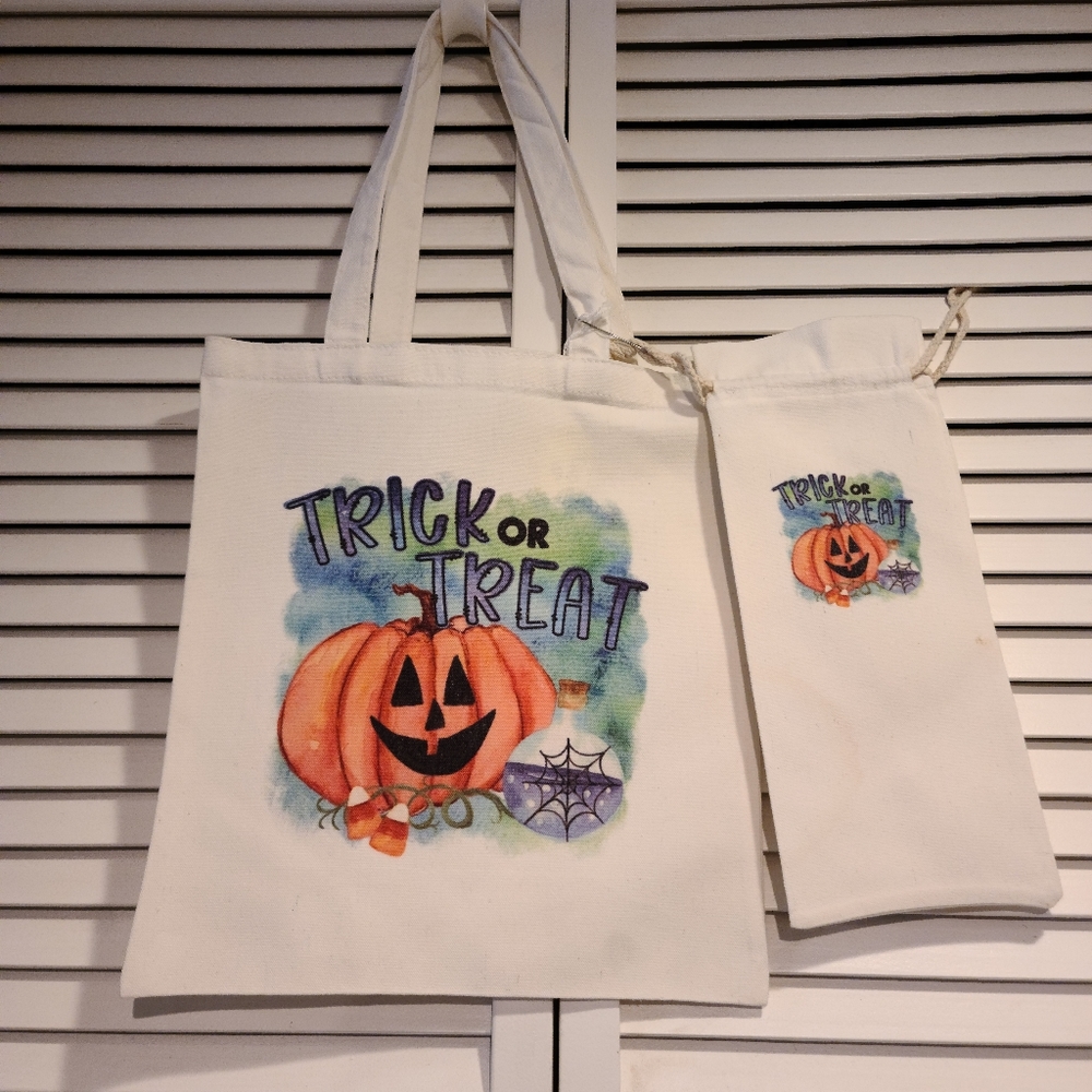 Parent & Child Halloween Matching Bags- Parent Wine Bag & Child's Candy Tote